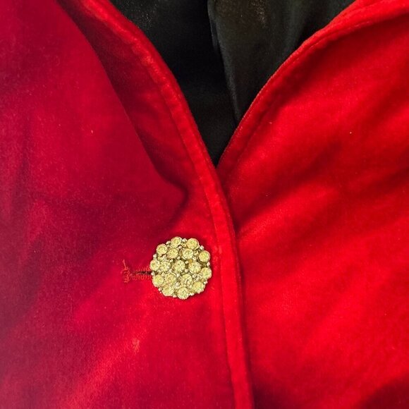 Briggs New York  SZ L Cherry Red Cotton Velvet Blazer Vintage Formal Dressy - Picture 3 of 8